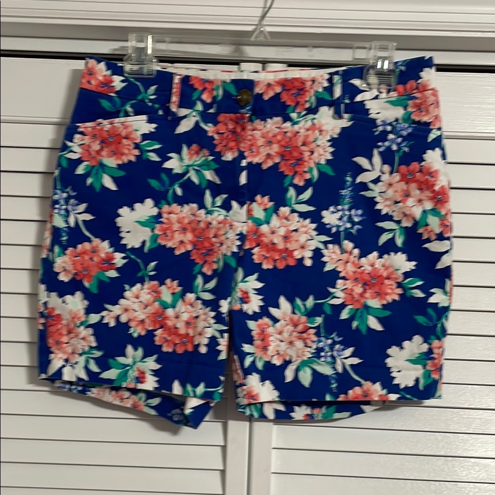 Lands' End Blue and Pink Floral Bermudas Relaxed Fit size 14